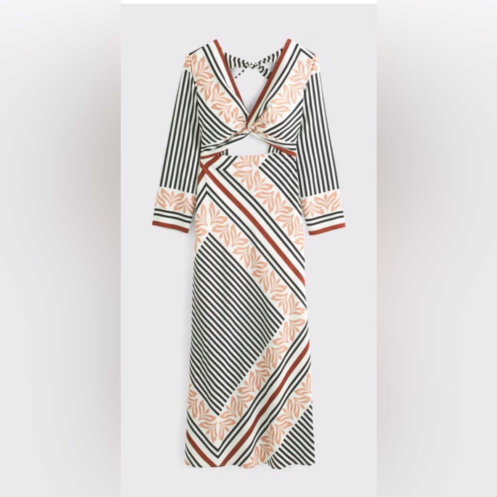 Abercrombie & Fitch Long-Sleeve Abstract Floral Twist-Front Maxi Dress: Petite M - Picture 6 of 10